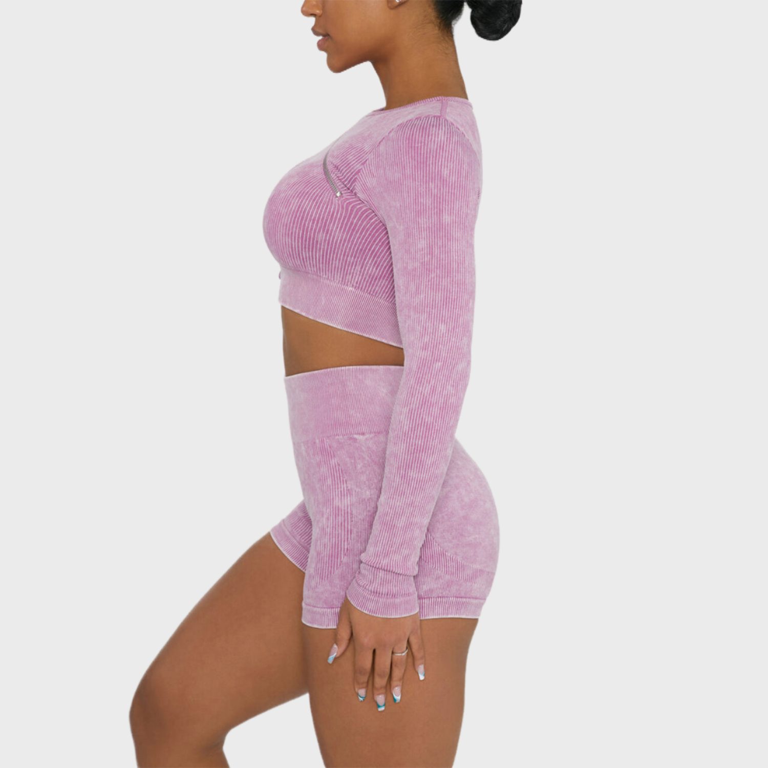 Zip Pink Crop Top Gym Wear Women
